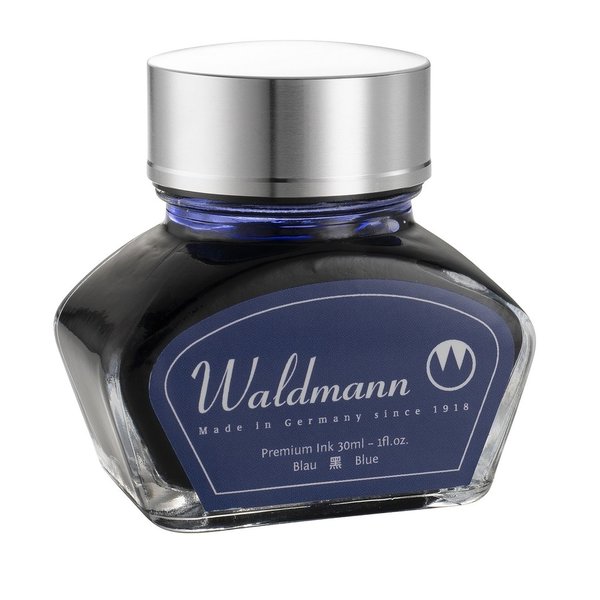 Waldmann Schreibtinte blau im Tintenglas,Metalldeckel